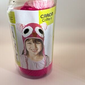 Caron Critters Black And Bright Pink Owl Hat Kit Knit Crochet New